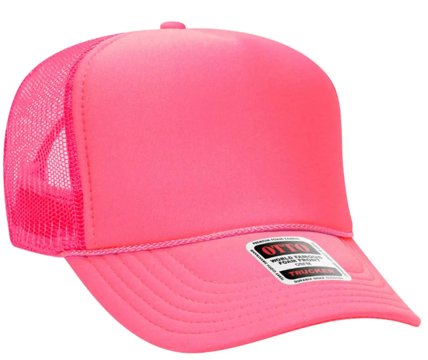 Neon Pink Good Vibes Only Adult Otto Foam Trucker Hat