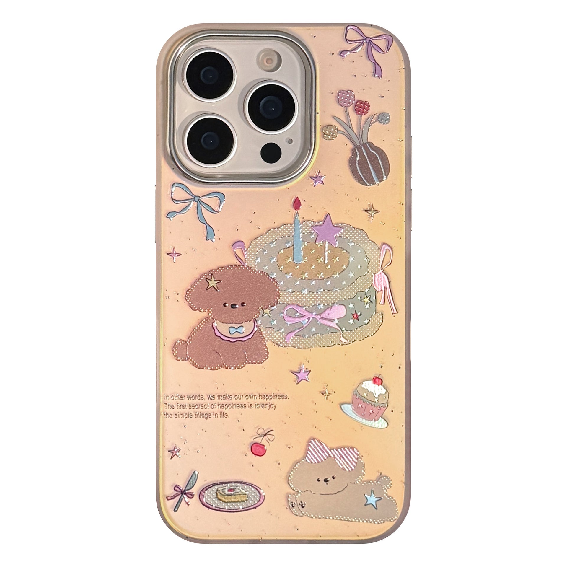 Gilt laser for iphone17 mobile phone case 16Promax pink cake puppy 15 anti-drop 14 cartoon 13