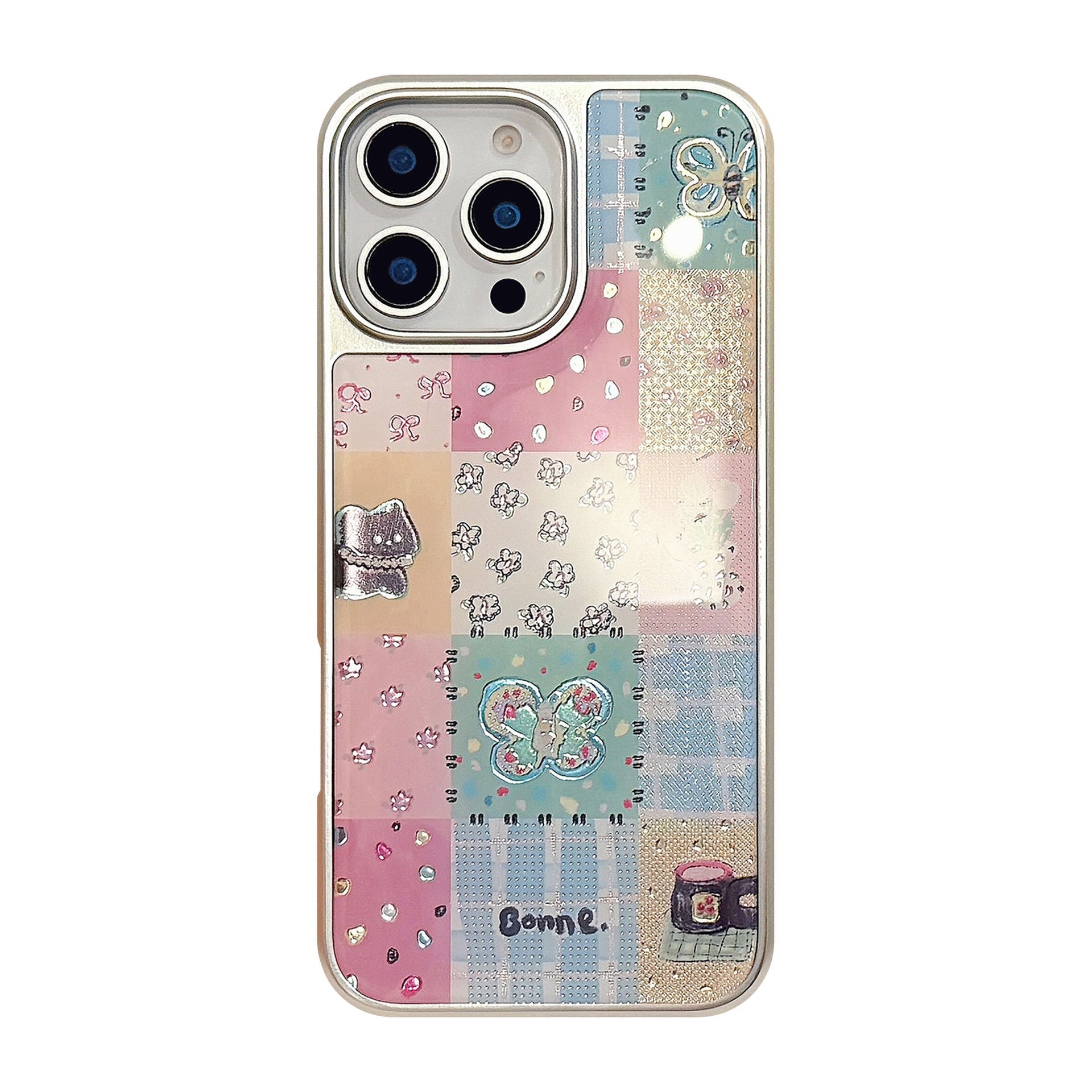 Gilt ins plaid splicing 16pro max mobile phone case iphone17 apple 15 electroplating 14 hard applicable to huawei