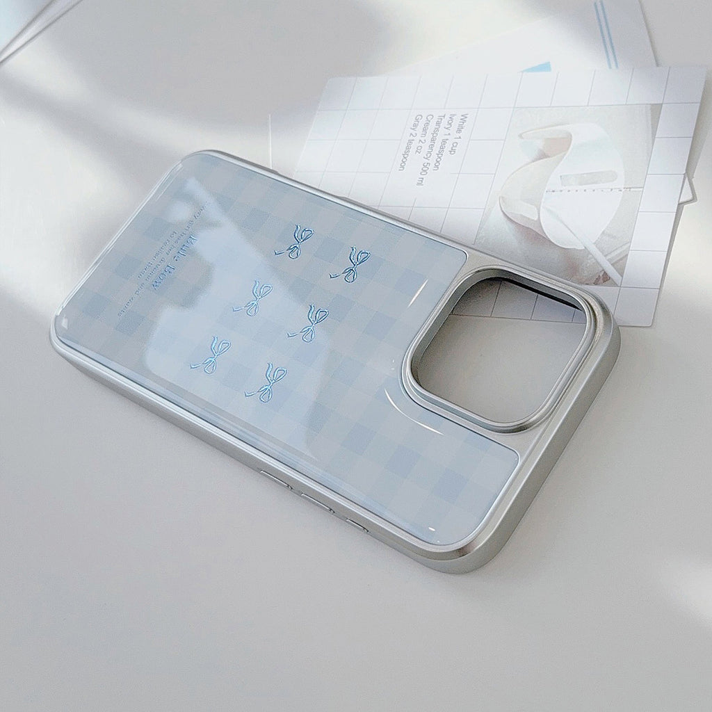 Gilt iphone16 mobile phone case 17pro max blue plaid 14 electroplating 13 Epoxy 15 for Apple/Huawei