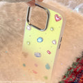 Gilt colored gemstones for iphone17Promax mobile phone case 16 electroplating 15 anti-drop hard 13 laser advanced