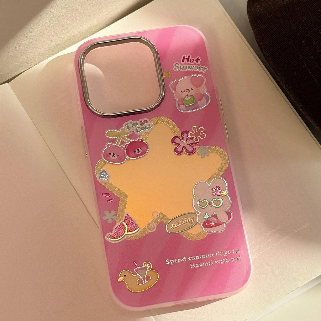 Gilt rose red cartoon for iphone17 mobile phone case Apple 15Promax anti-drop 14 electroplating 13 laser 11