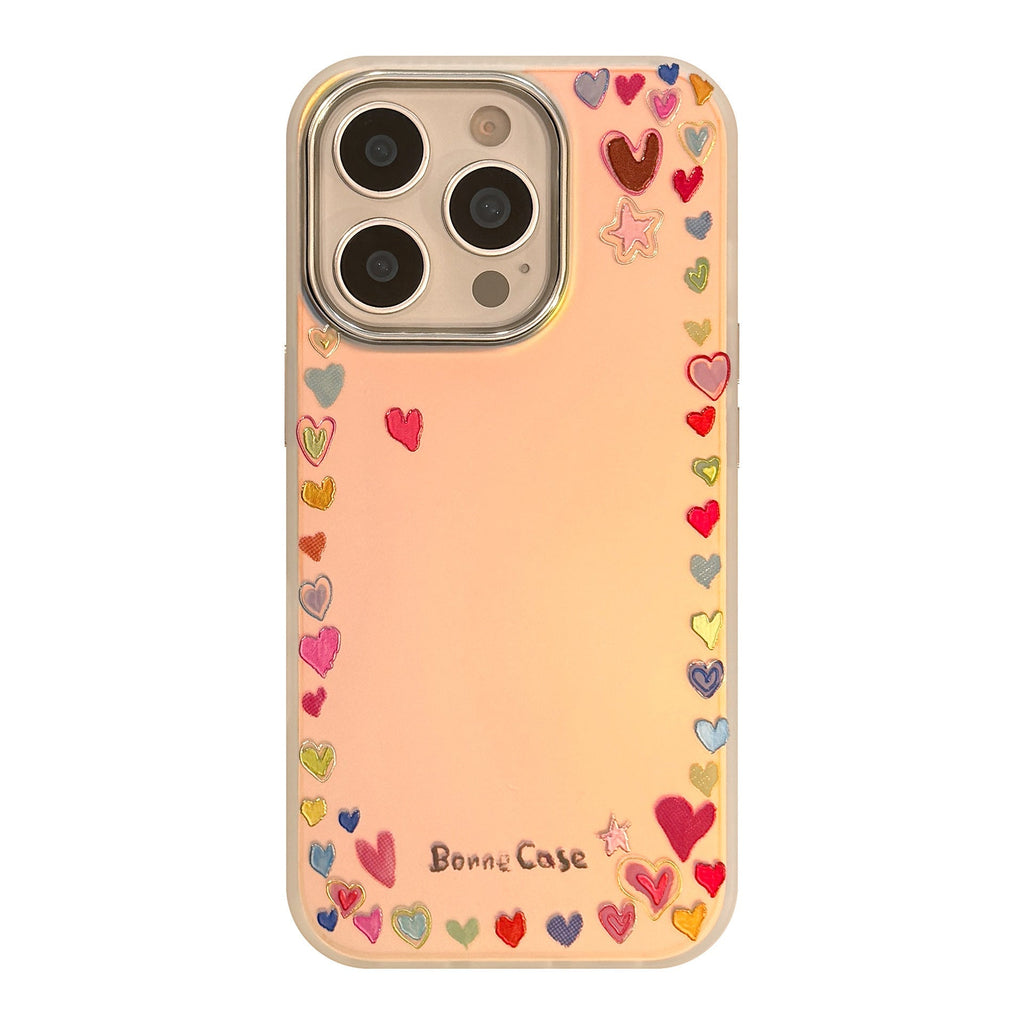 Gilt rainbow love for iphone16Promax mobile phone case 17 dopamine color 13 laser 14 anti-drop