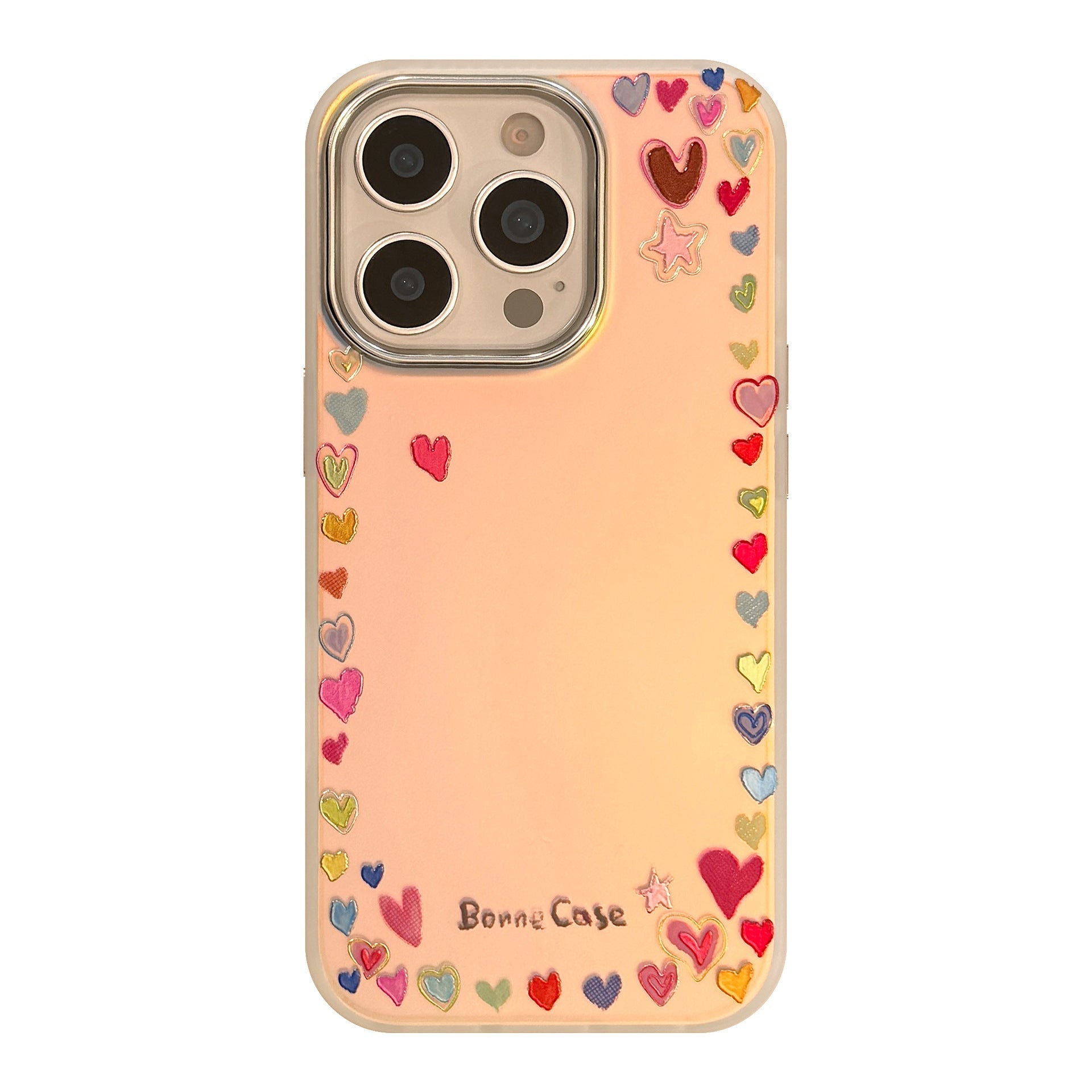 Gilt rainbow love for iphone16Promax mobile phone case 17 dopamine color 13 laser 14 anti-drop