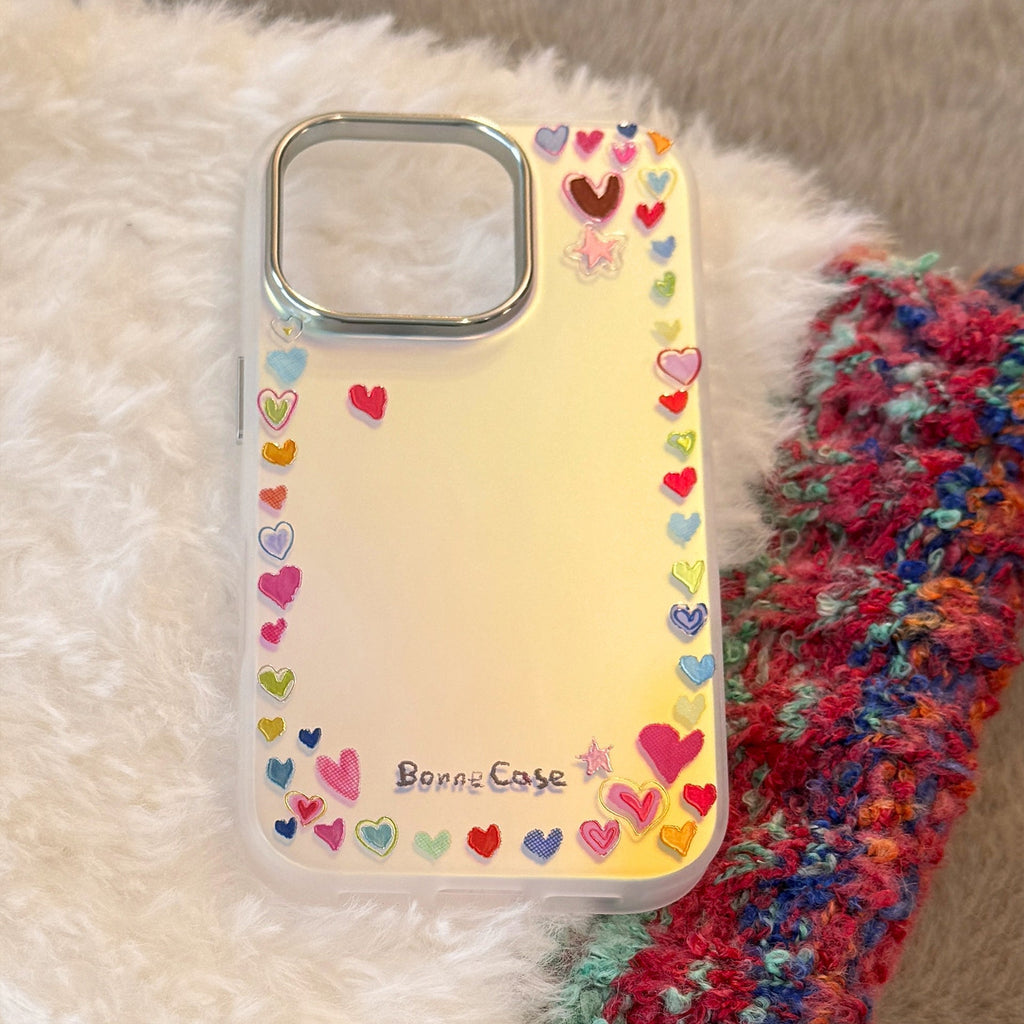 Gilt rainbow love for iphone16Promax mobile phone case 17 dopamine color 13 laser 14 anti-drop