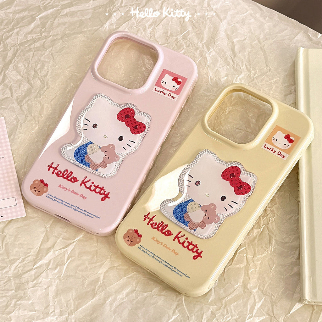 Gilt three-dimensional cartoon cat for 17promax Apple 16 mobile phone case iphone14 lanyard 13 girl