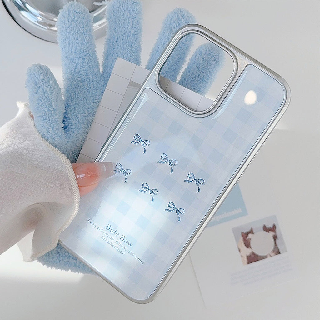 Gilt iphone16 mobile phone case 17pro max blue plaid 14 electroplating 13 Epoxy 15 for Apple/Huawei