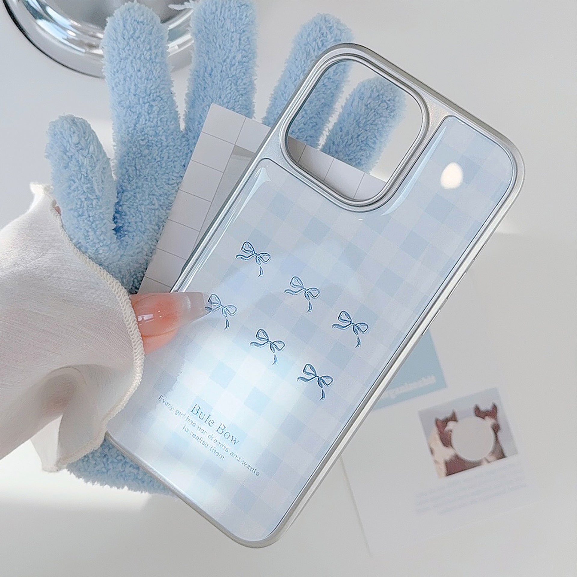 Gilt iphone16 mobile phone case 17pro max blue plaid 14 electroplating 13 Epoxy 15 for Apple/Huawei