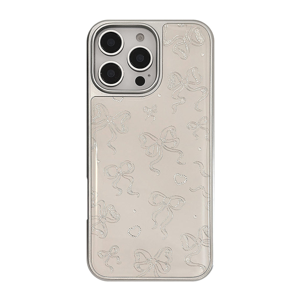 Gilt Apple 16promax mobile phone case iphone15 pearl bow 13 electroplating 17 for Huawei P70