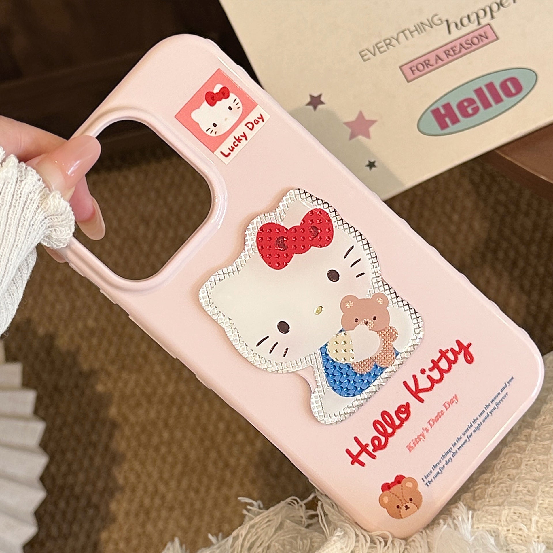 Gilt three-dimensional cartoon cat for 17promax Apple 16 mobile phone case iphone14 lanyard 13 girl