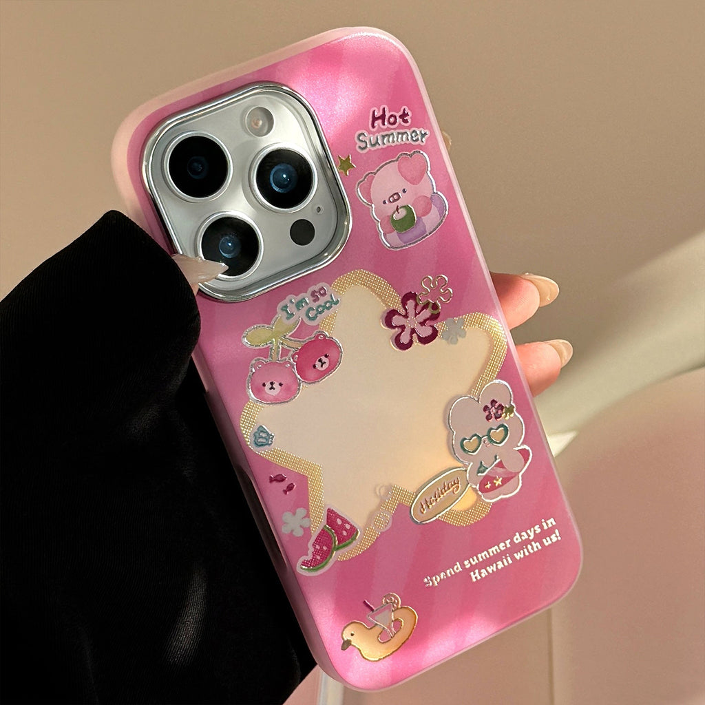 Gilt rose red cartoon for iphone17 mobile phone case Apple 15Promax anti-drop 14 electroplating 13 laser 11