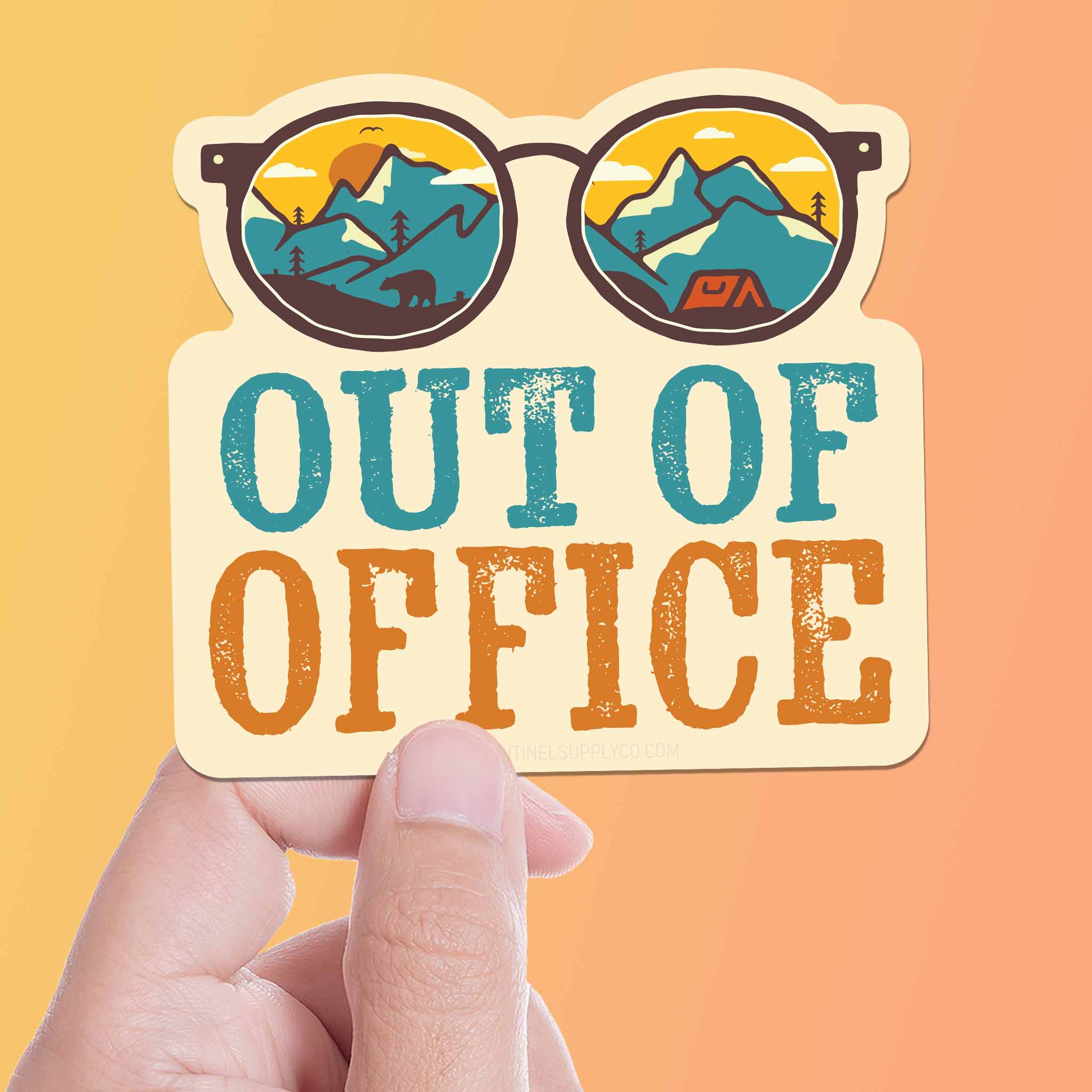 Out of Office Camping Sticker