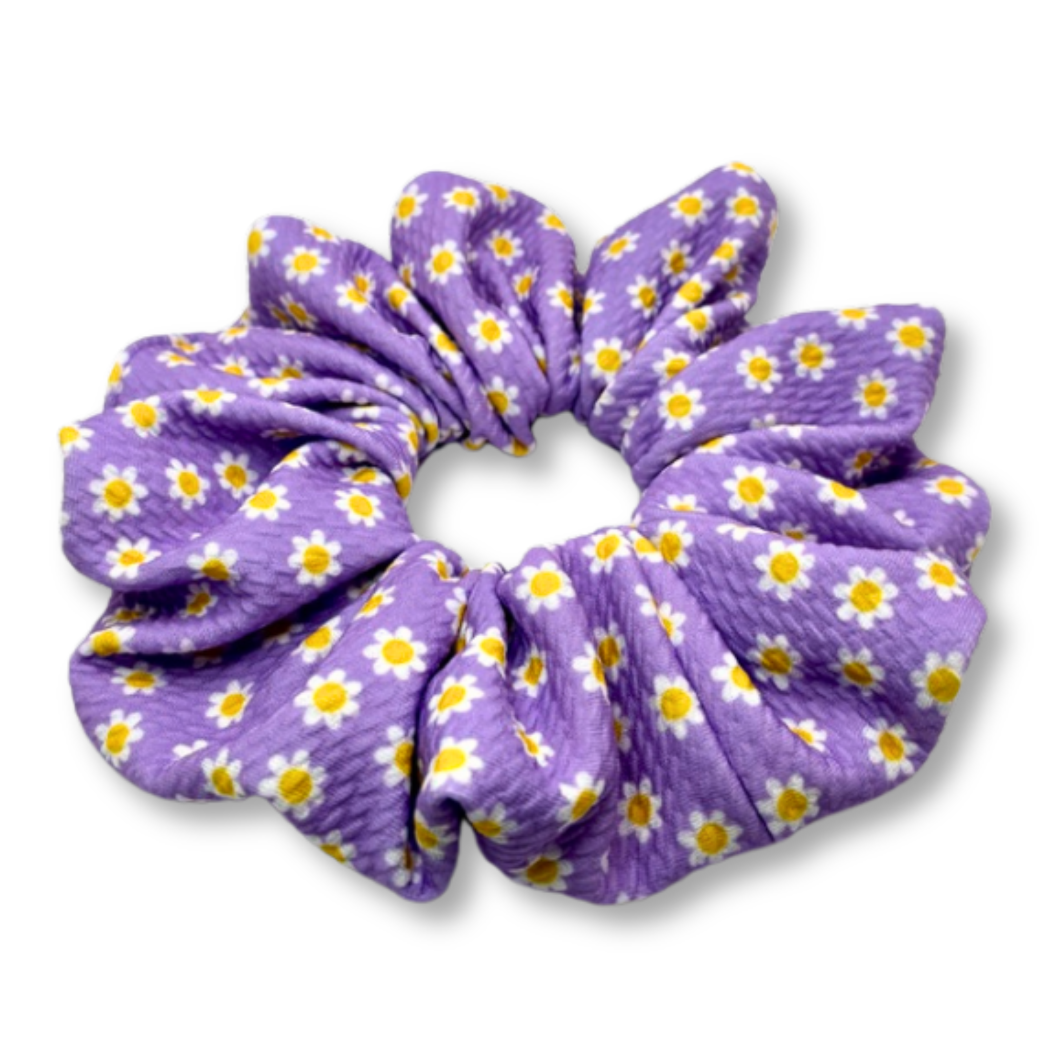 Purple Daisy Spring Bullet Scrunchie