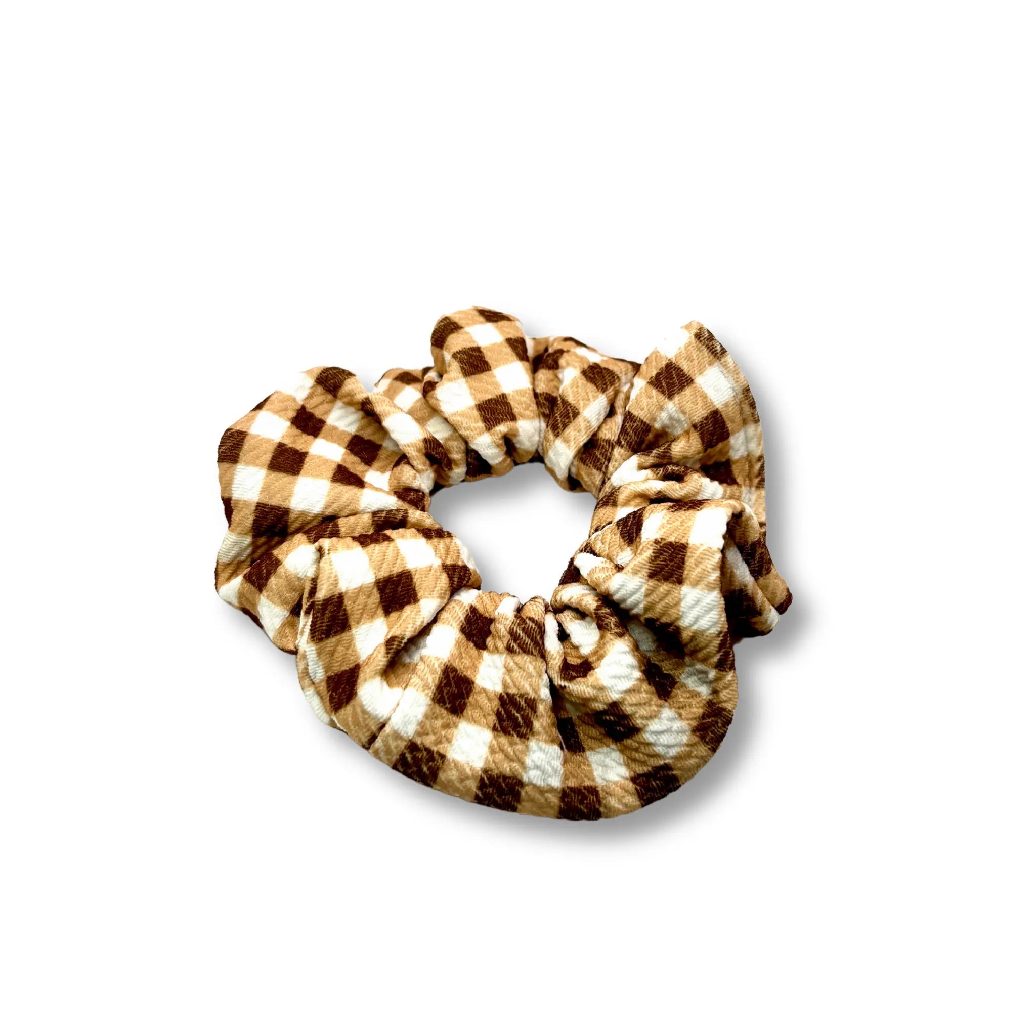 Mini Brown Plaid Bullet Scrunchie