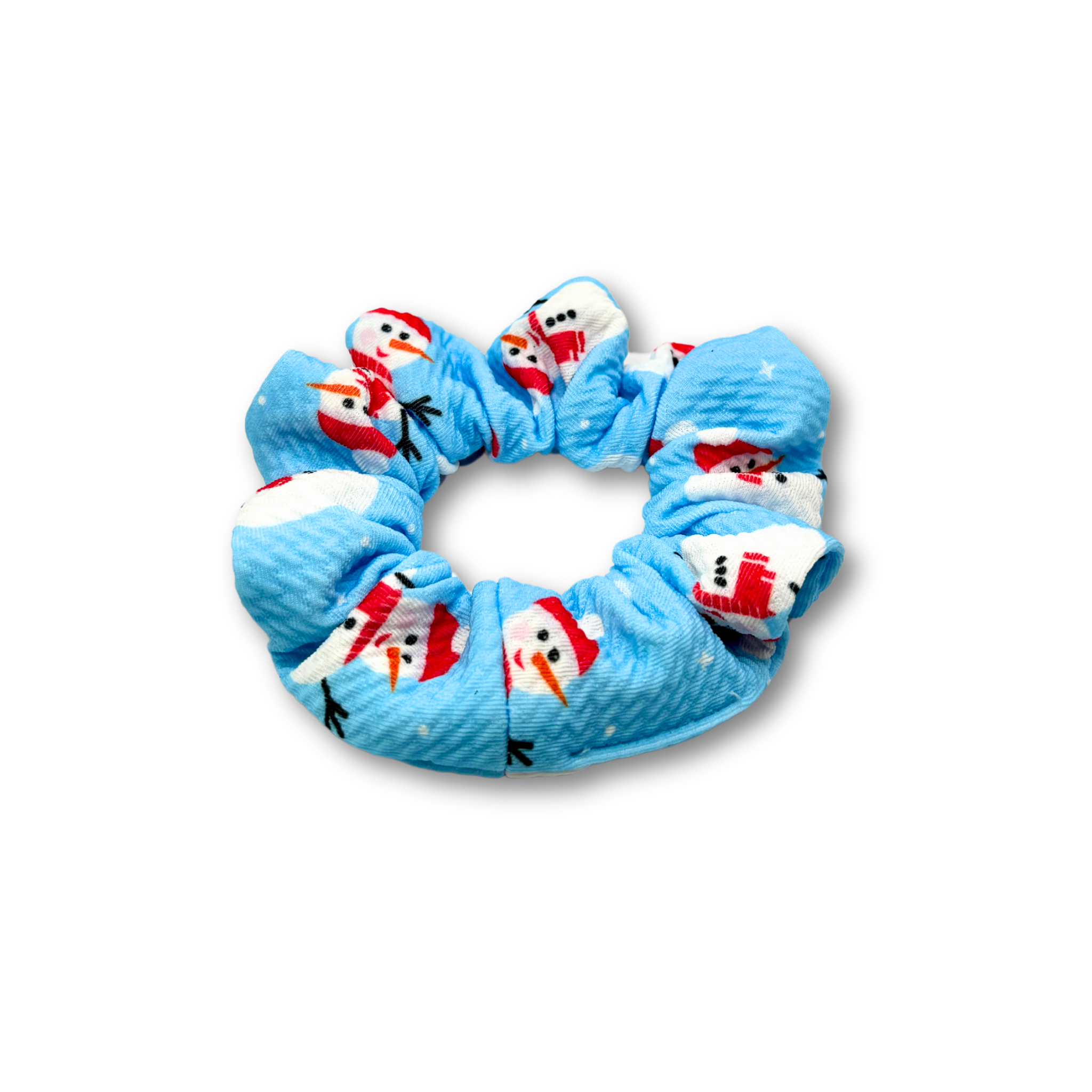 Mini Blue Snowman Christmas Bullet Scrunchie