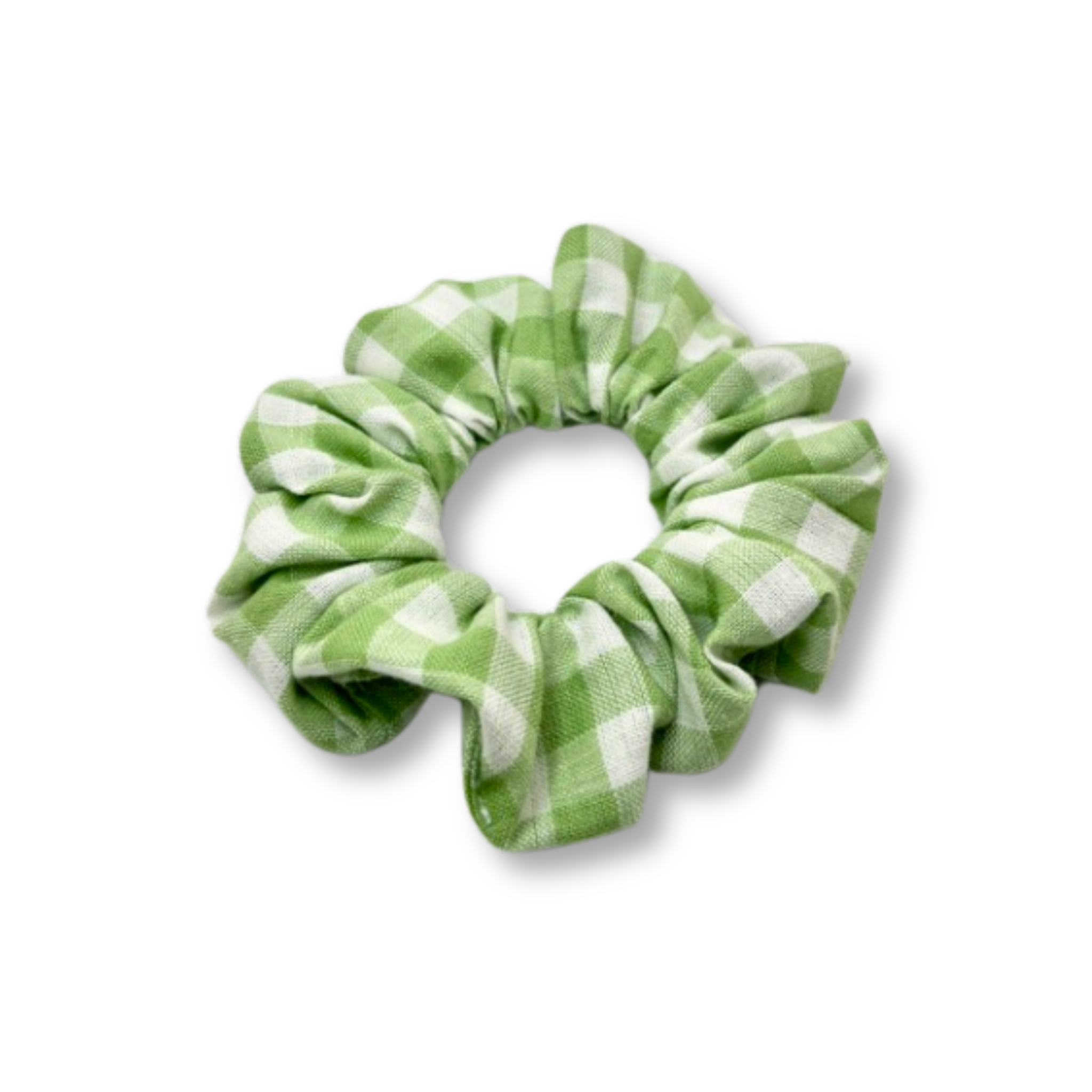 Mini Light Green Gingham Spring Scrunchie