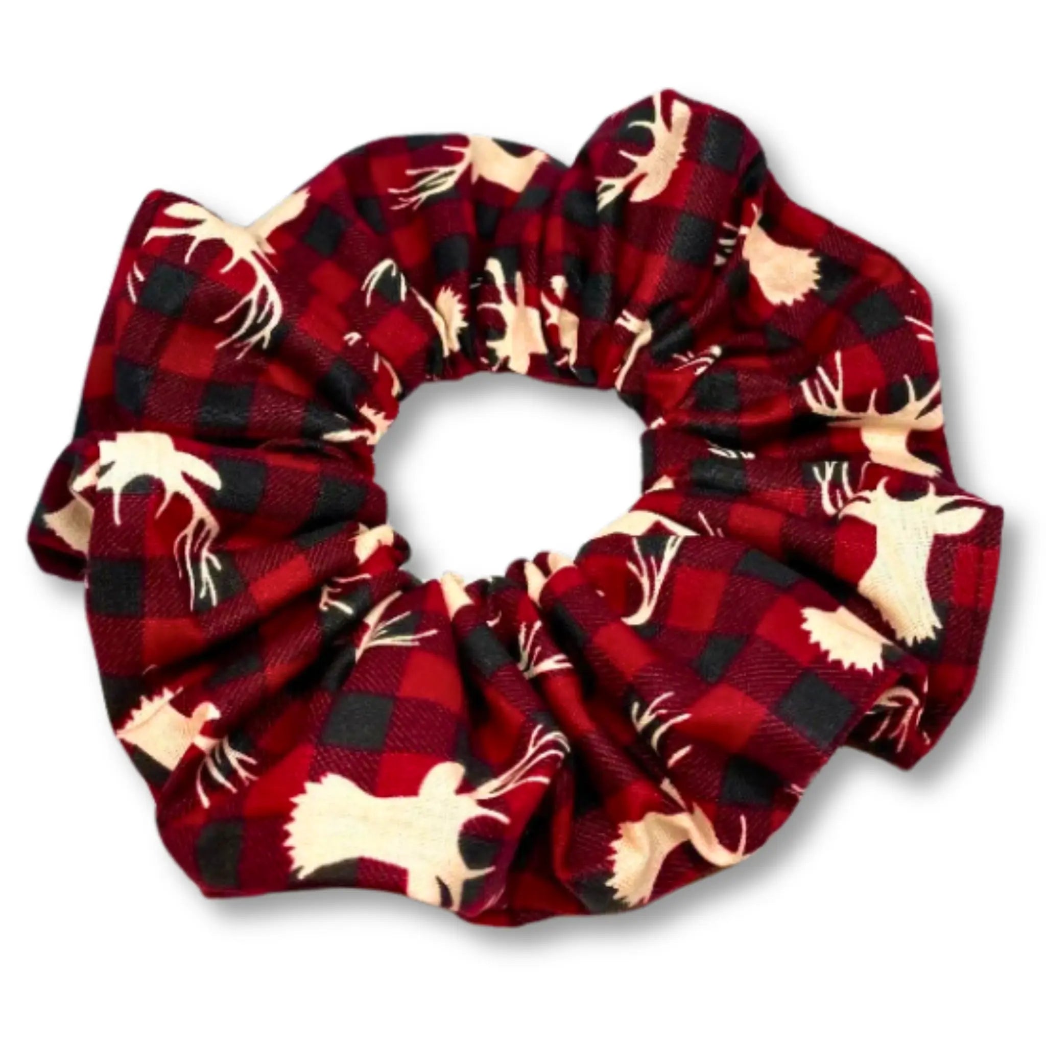 Reindeer Buffalo Christmas Scrunchie