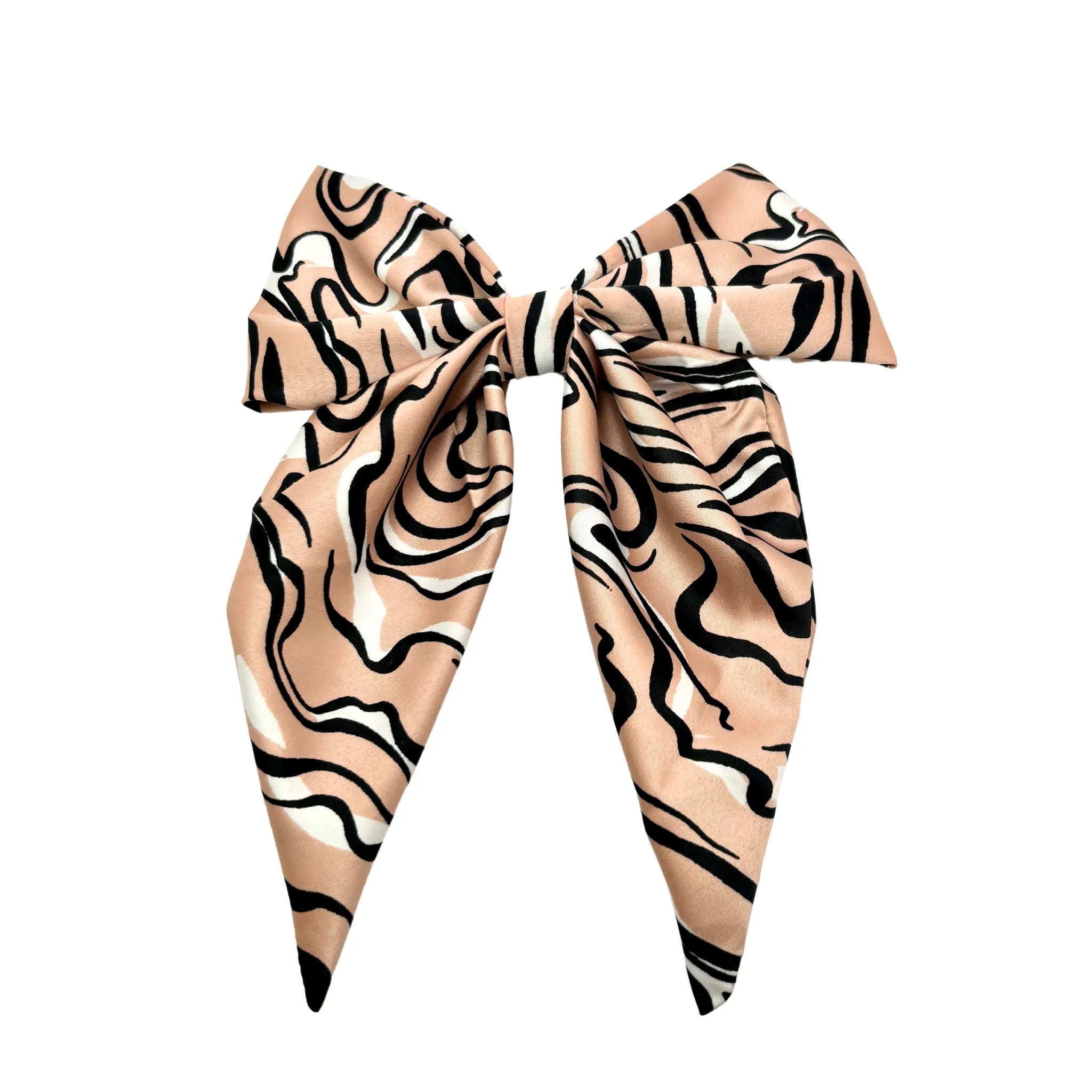 Tan Animal Silk Long Tail Bow