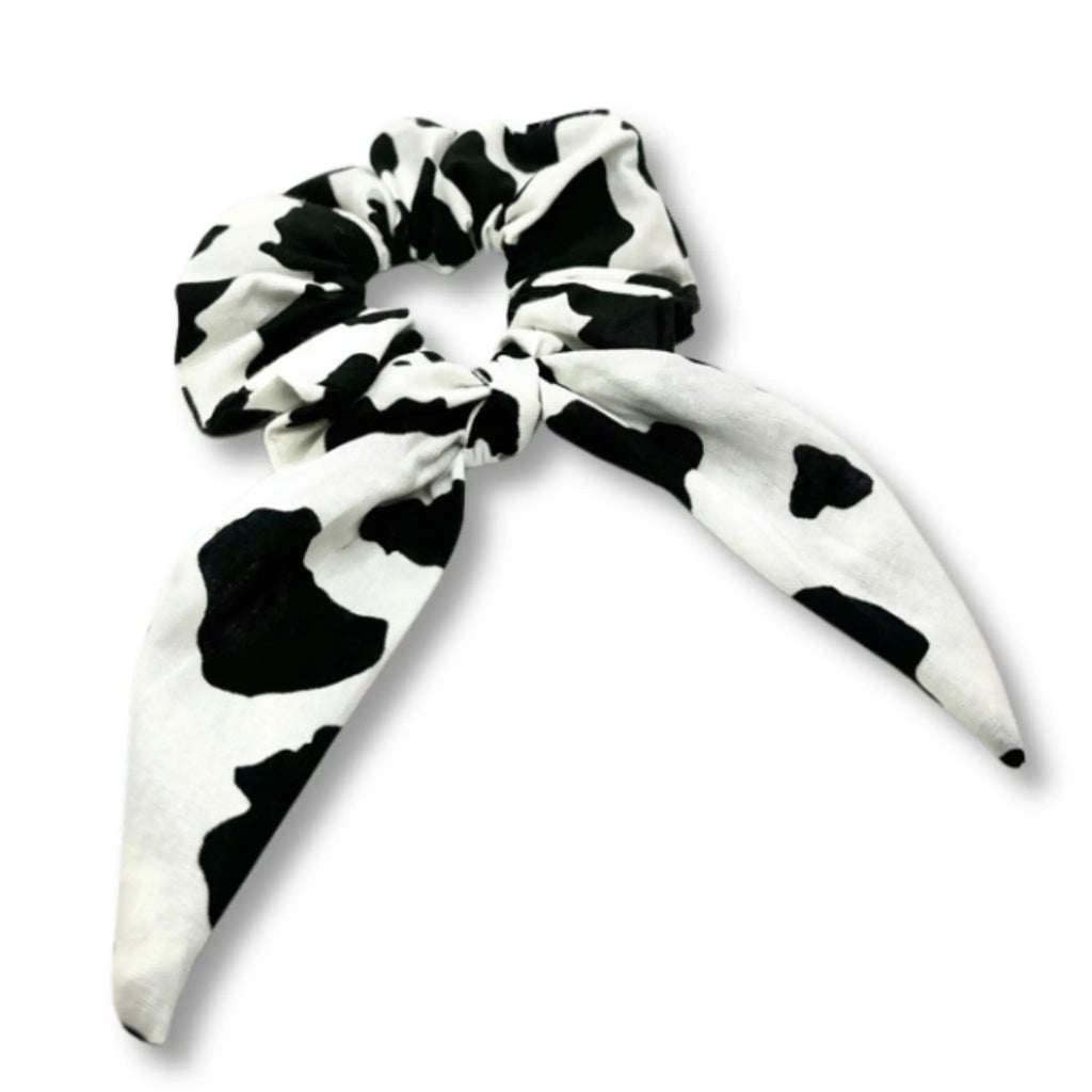 Mini Cow Print Tie Scrunchie