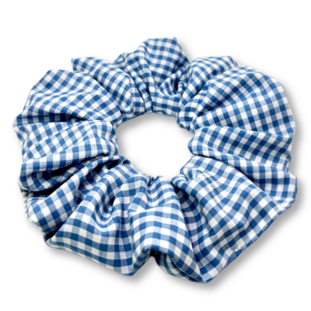 Blue Gingham Spring Scrunchie