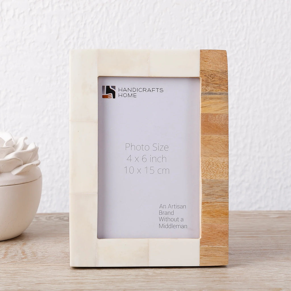 Picture Frame Coastal Classic Collection Bone Inlay & Wood White & Brown – 4x6 & 5x7"
