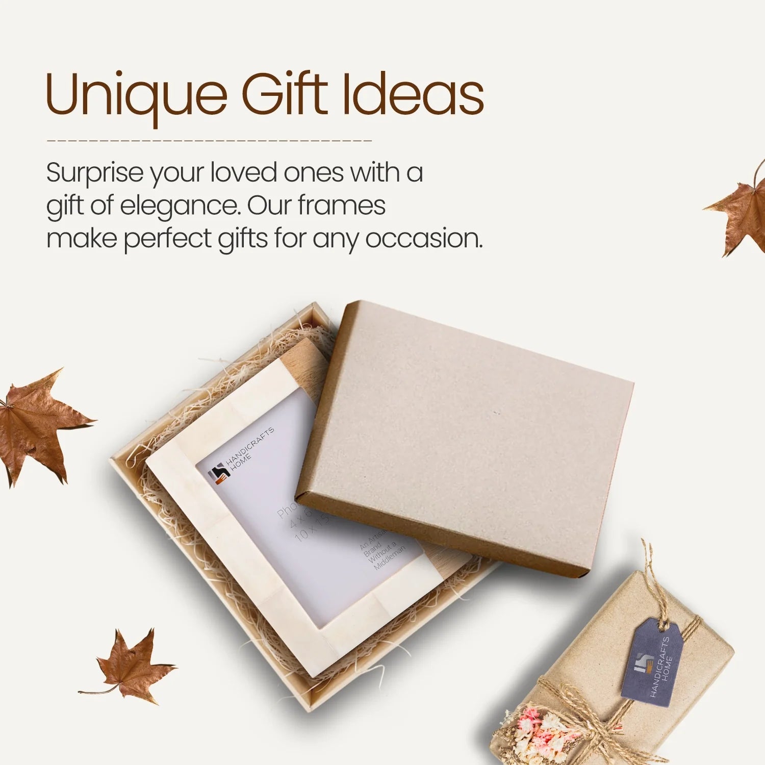 Picture Frame Coastal Classic Collection Bone Inlay & Wood White & Brown – 4x6 & 5x7"