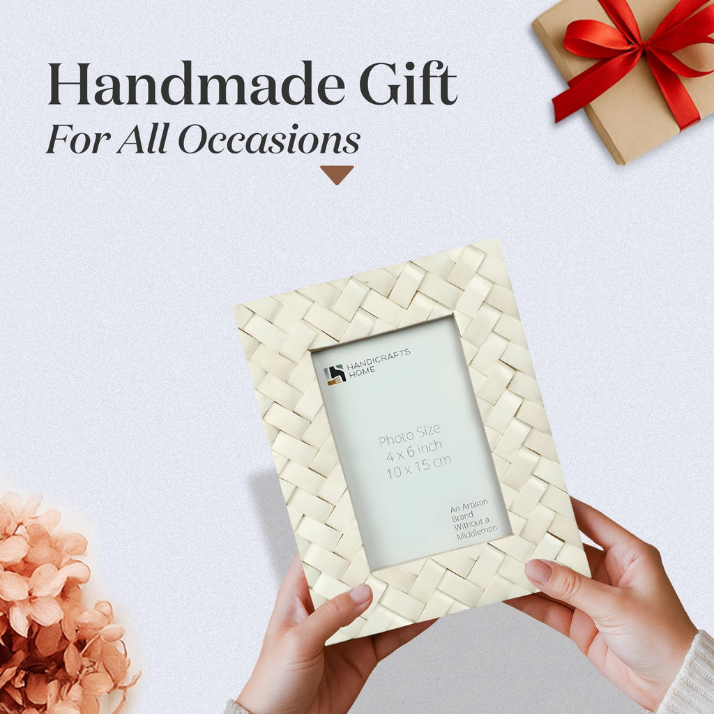 Picture Frame Braided Pattern Collection Bone Inlay White – 4x6 & 5x7"