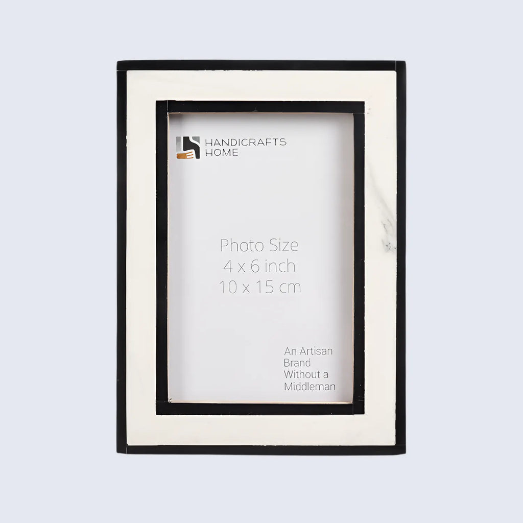 Black White Resin Inlay Picture Frame Layered Border 4x6 5x7