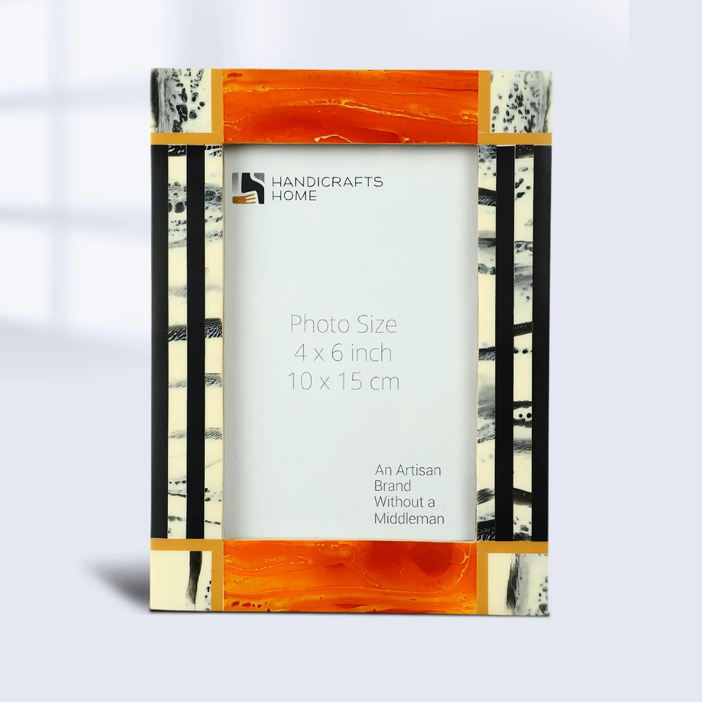 Picture Frame Abstract Ink Collection Resin Inlay Orange – 4x6 & 5x7"