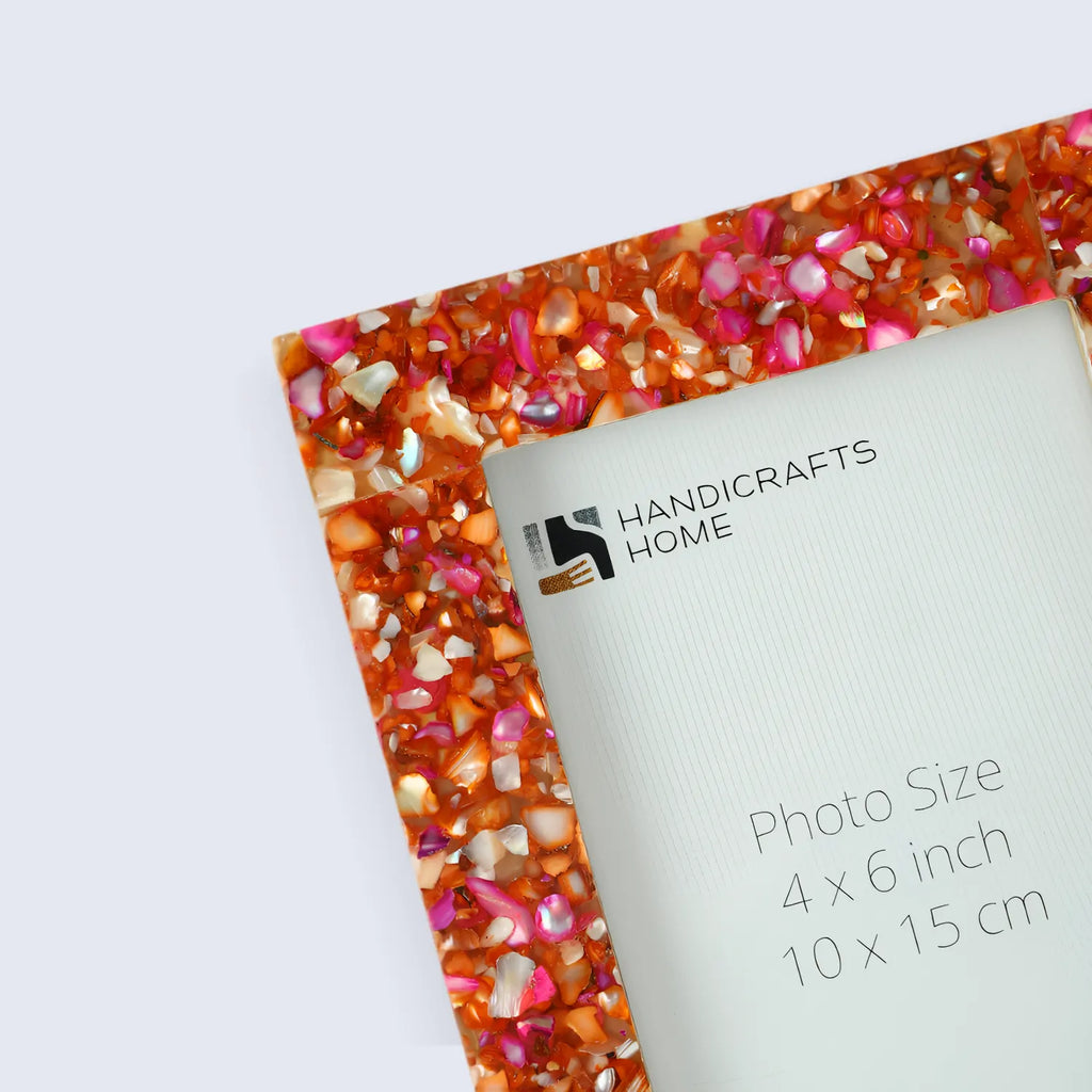 Picture Frame Crush Collection Mother of Pearl & Resin Inlay 4 Colors – 4x6"