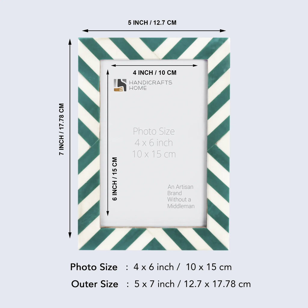 Candy Cane Mint Resin Inlay Picture Frame, Green - White, 3 Sizes (Set of 2)
