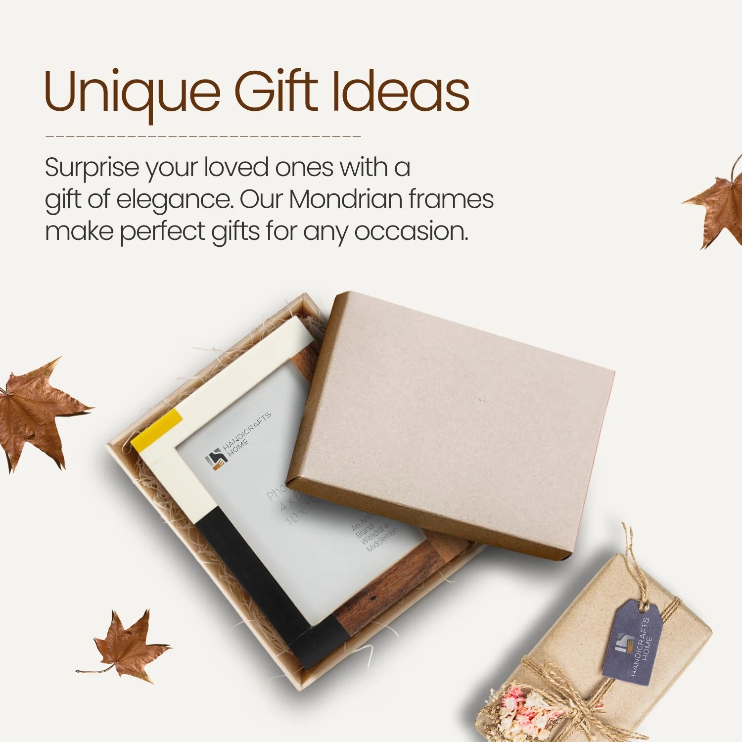 Picture Frame Mondrian Warm Oak Collection Resin Inlay Multi – 3 sizes (Pack of 2)