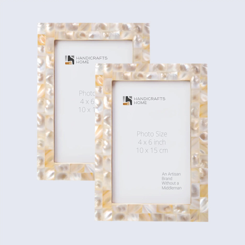 Picture Frame Mother of Pearl Collection Mother of Pearl White Pack of 2- 3 Sizes
