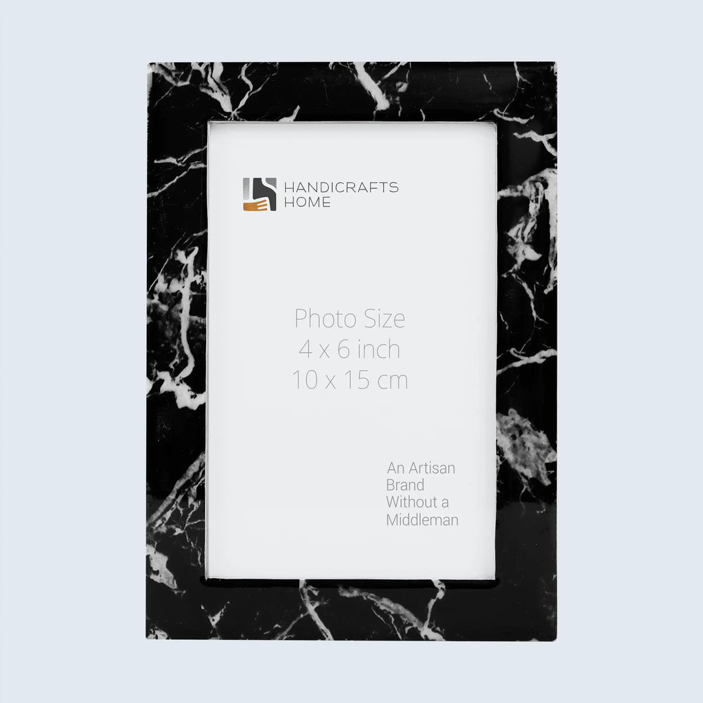 Picture Frame Rare Earth Marble Collection Resin Inlay Black – 3 Sizes