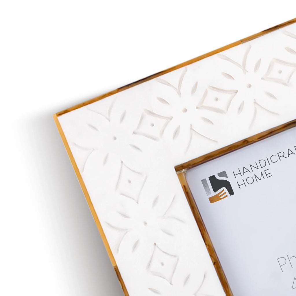 Picture Frames Rhythm Cycles Collection Wood Resin Inlay White 4x6 5x7 8x10"