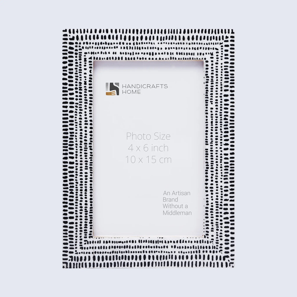 Picture Frames Rhythm Particles Collection Resin Inlay Black White 4x6 5x7 8x10"