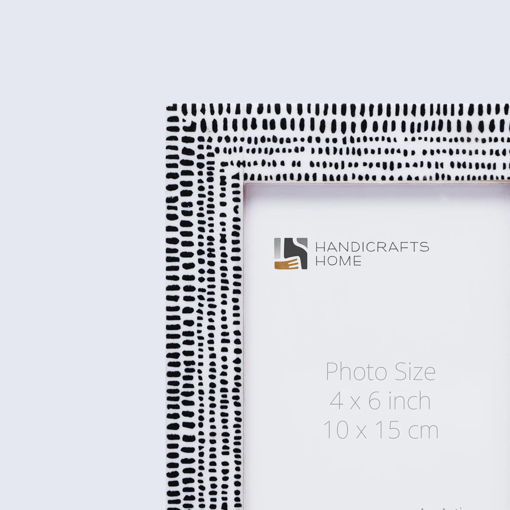 Picture Frames Rhythm Particles Collection Resin Inlay Black White 4x6 5x7 8x10"