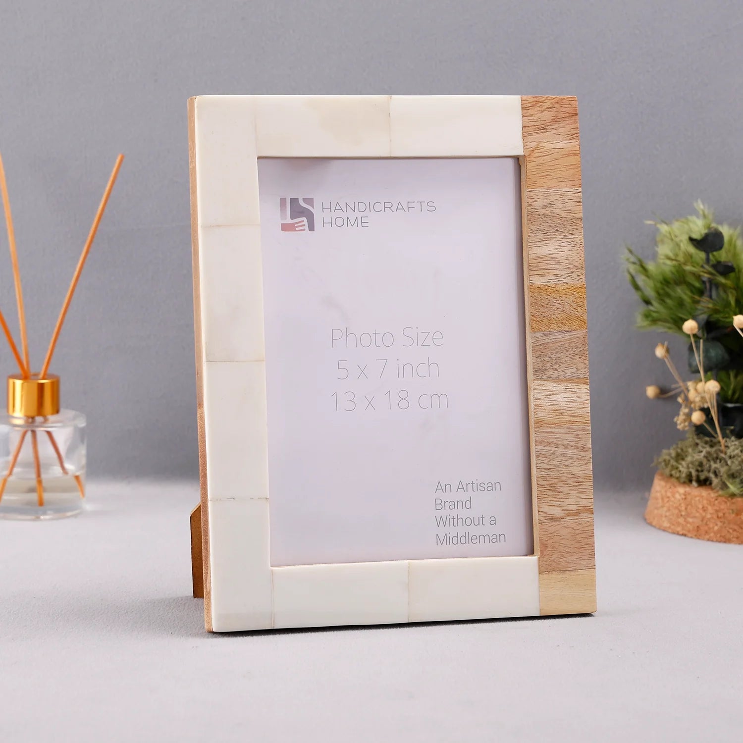 Picture Frame Coastal Classic Collection Bone Inlay & Wood White & Brown – 4x6 & 5x7"