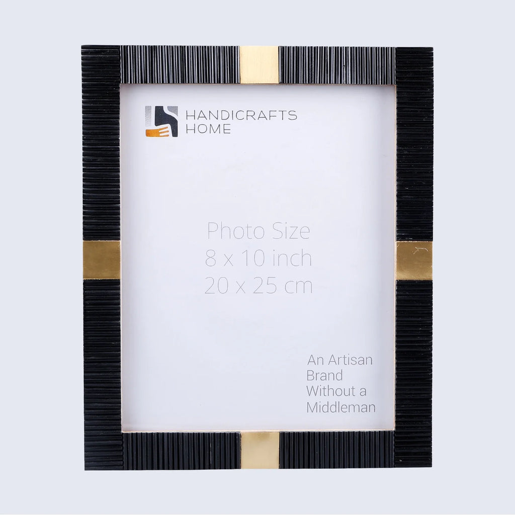 Picture Frame Deco Accent Collection Resin & Brass Inlay Black– 3 Sizes