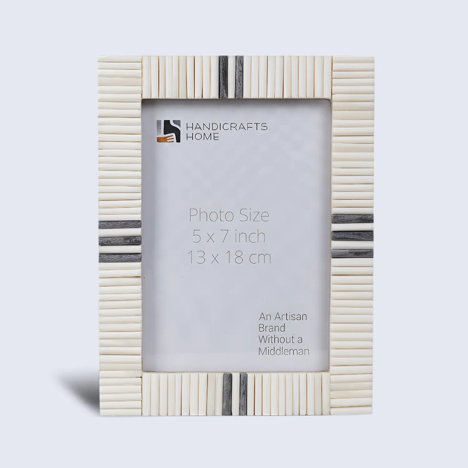 Picture Frame Linear Stripe Collection Bone Inlay White & Grey – 4x6 & 5x7"