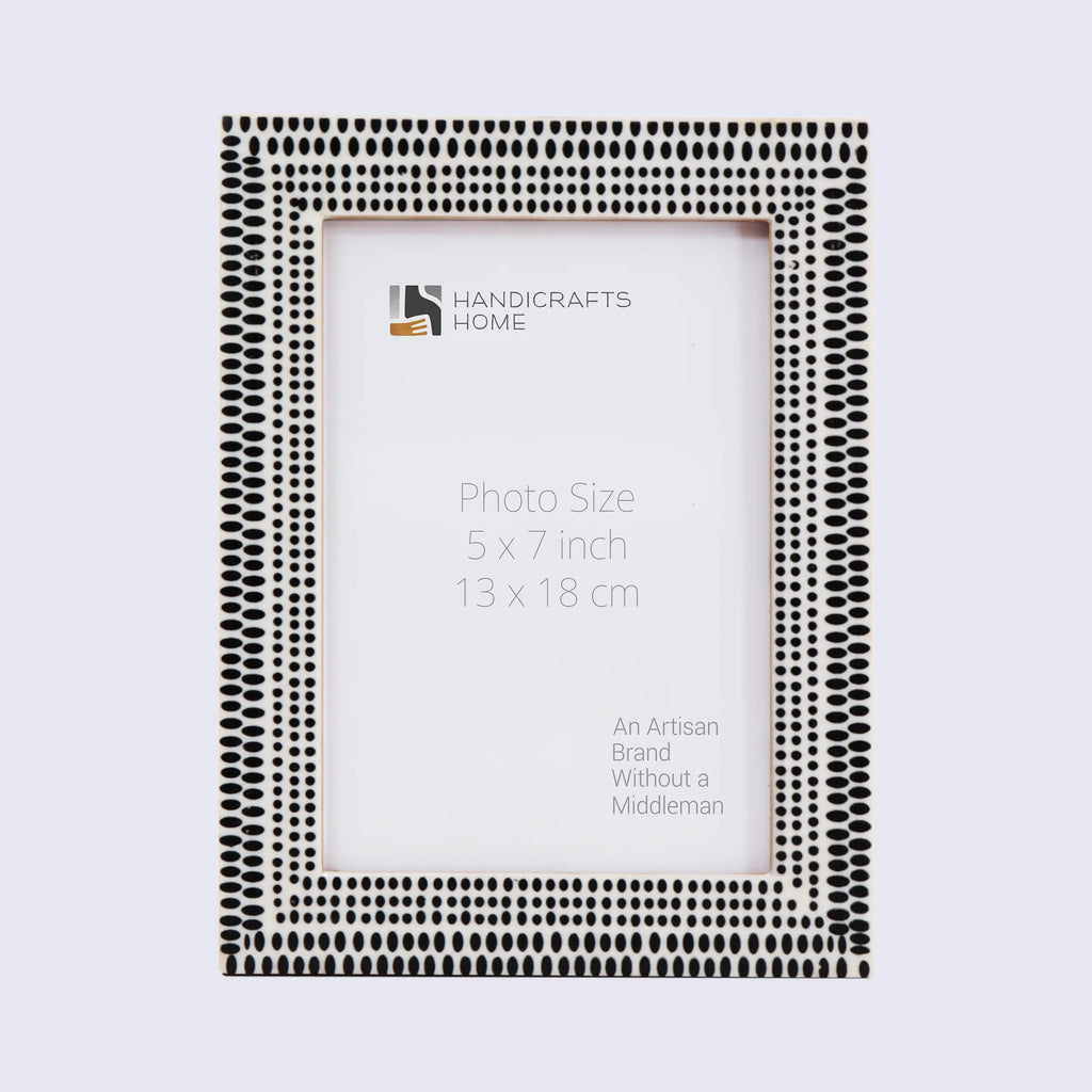 Picture Frames Rhythm Particles Collection Resin Inlay Black White 4x6 5x7 8x10"