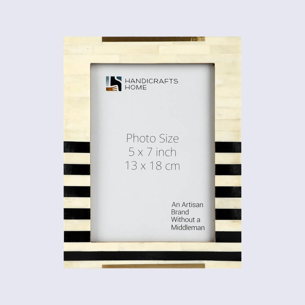 Picture Frames West Coast Naples Collection Bone Resin Inlay Brass Black White 4x6 5x7