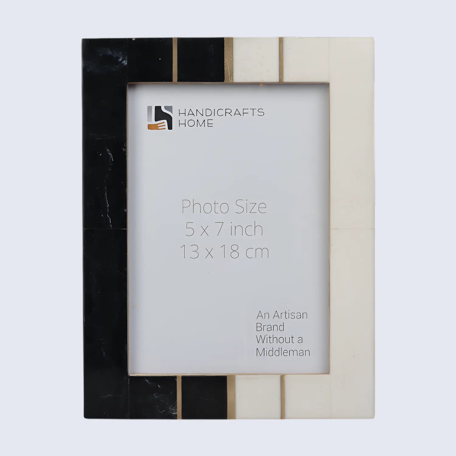 Black White Resin Brass Inlay Picture Frame Tabletop 4x6 5x7