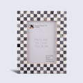 Picture Frame Checkered Pattern Bone Inlay, Grey - White, 4" x 6" & 5" x 7"