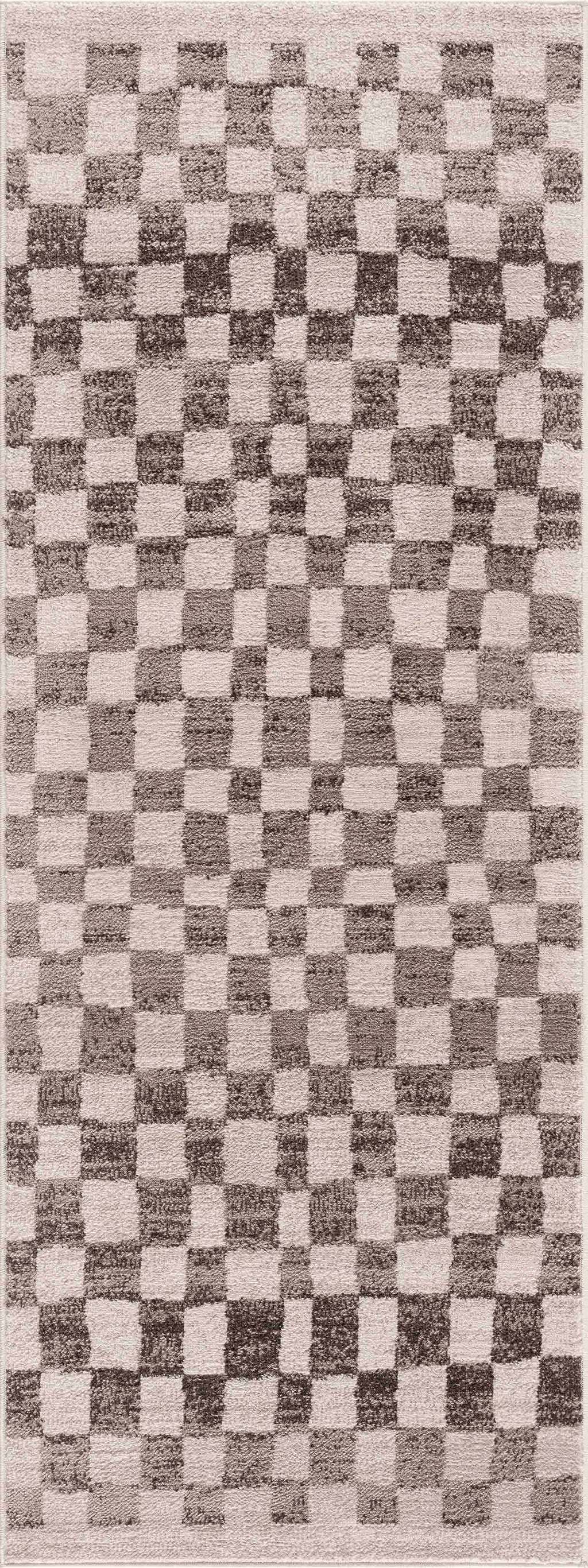 Benjy Beige Checkered Area Rug