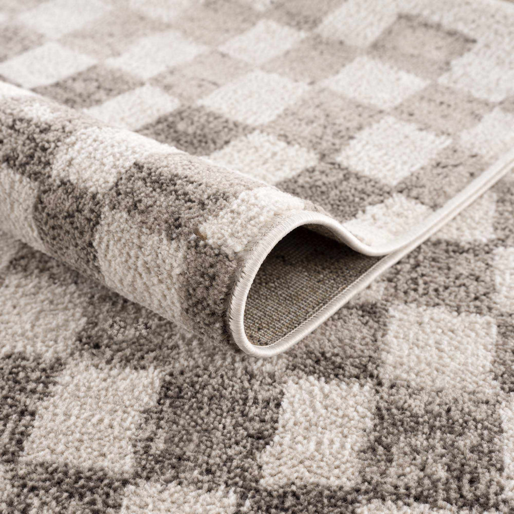 Benjy Beige Checkered Area Rug