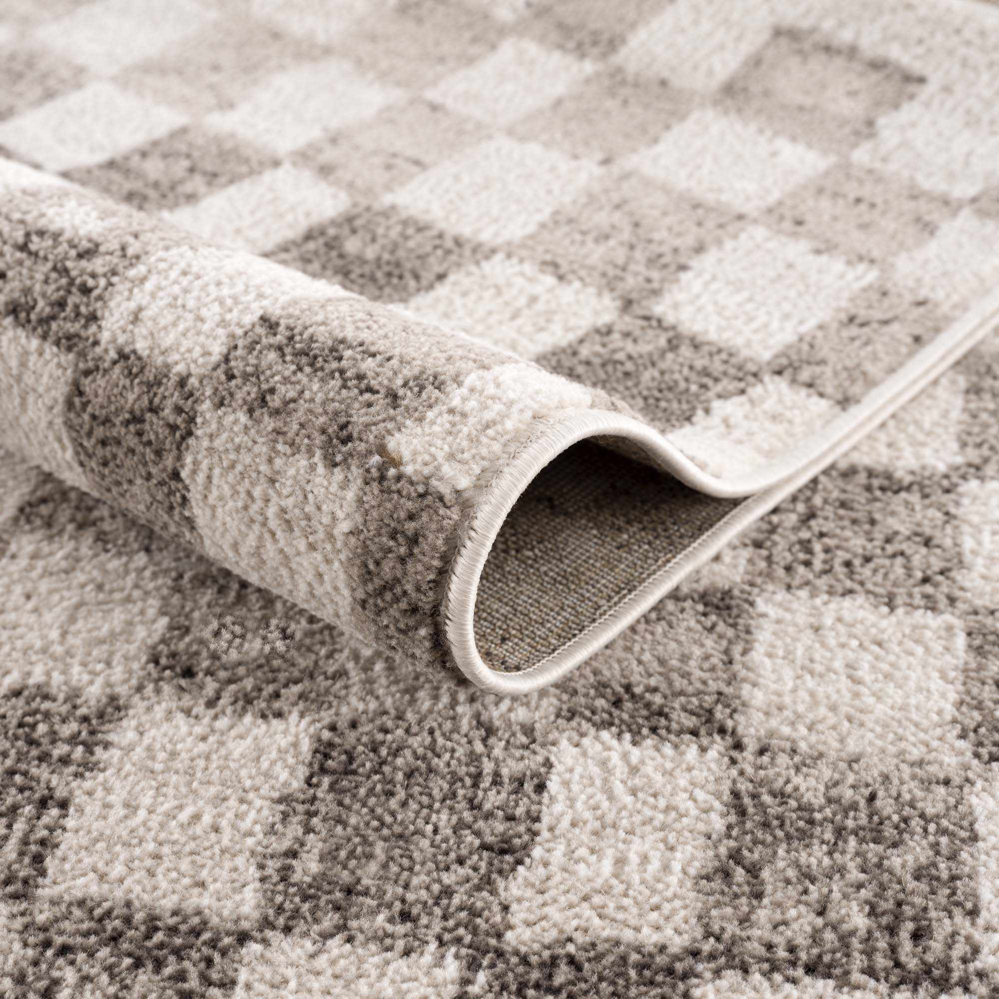 Benjy Beige Checkered Area Rug