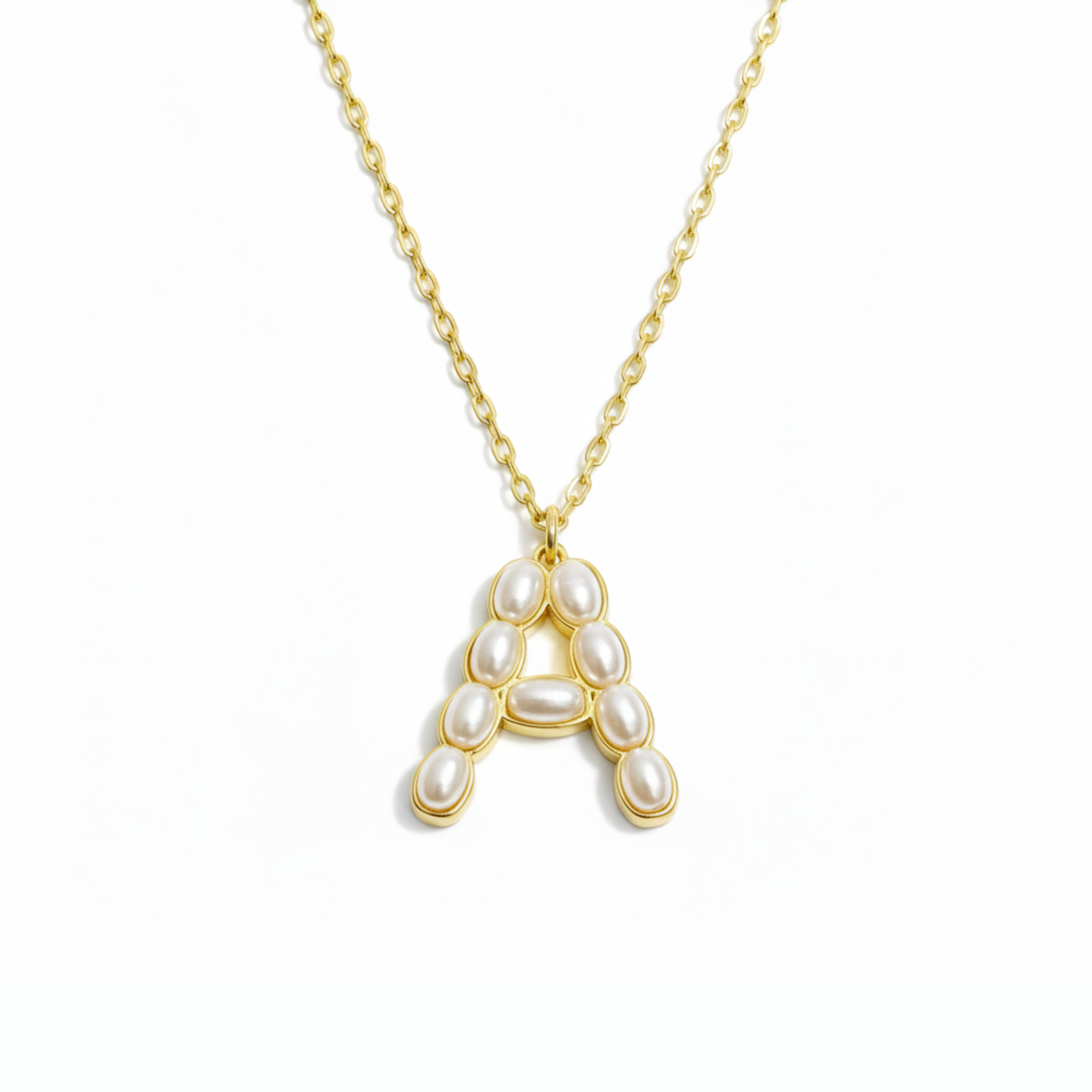 Pearl Mosaic Initial Pendant Necklace