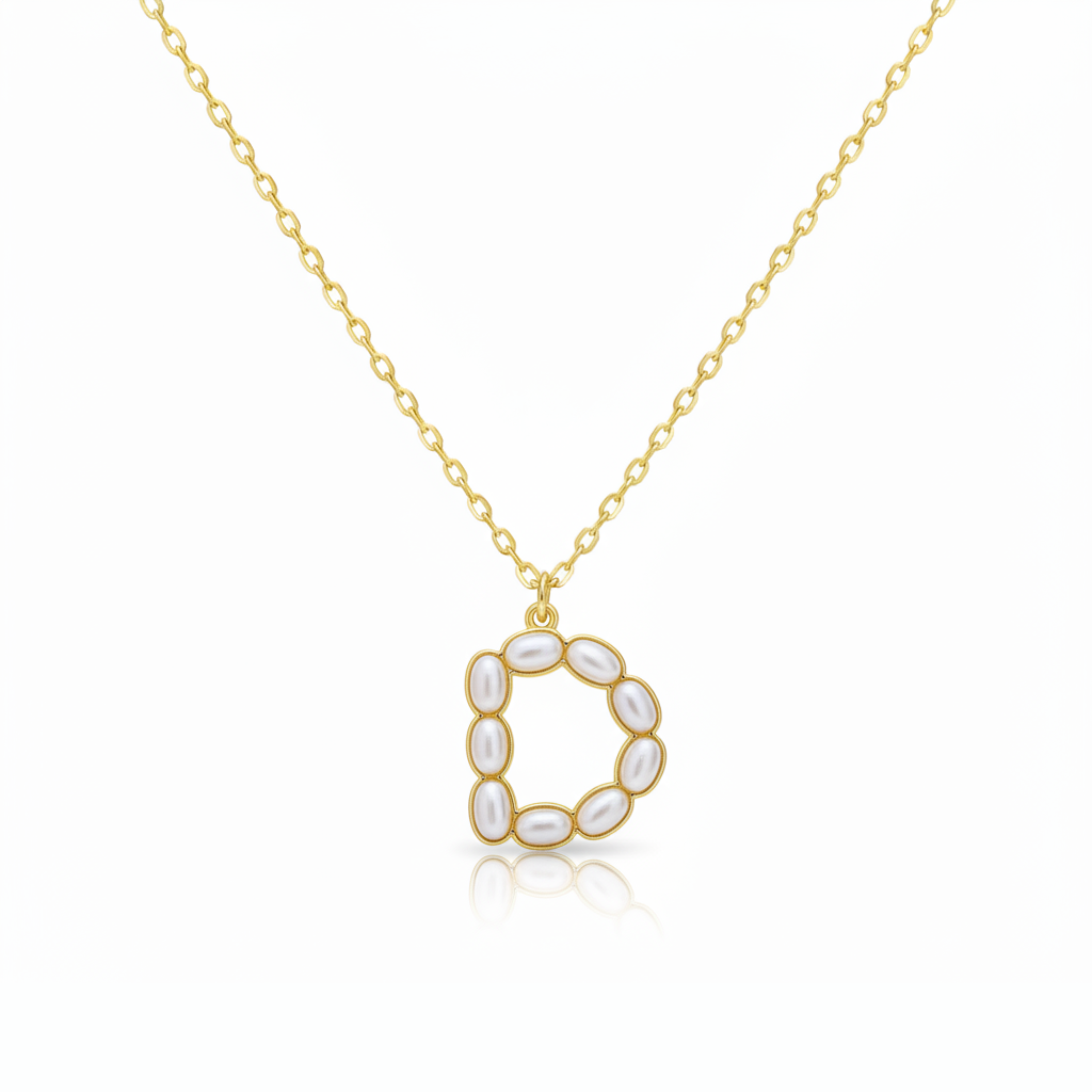 Pearl Mosaic Initial Pendant Necklace