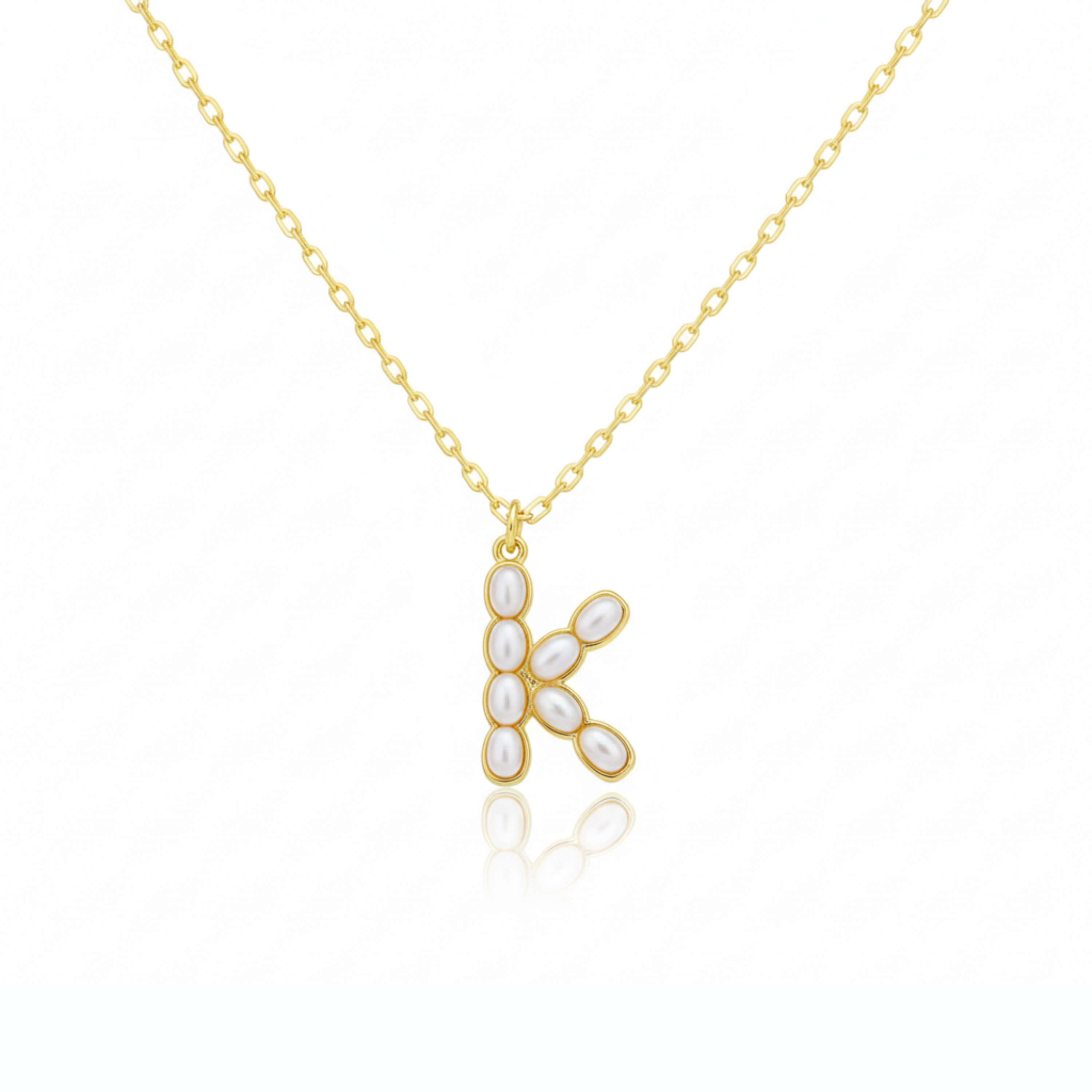 Pearl Mosaic Initial Pendant Necklace